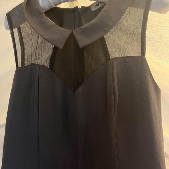 Modcloth 60s Style Slate Grey Box Pleat Dress with Mesh Inserts In Bodice and Ed - Picture 6 of 6